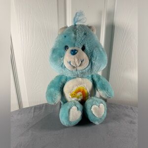 VINTAGE 1983 Kenner Care Bears TEAL Shooting Star WISH BEAR Plush Toy 13”